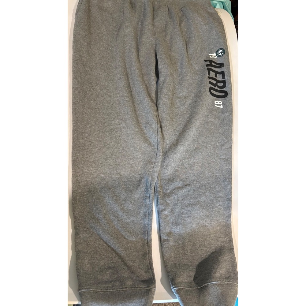 NWT Aeropostale Men's Large Gray Jogger Sweatpants Aero 1987 Fleece Pants L